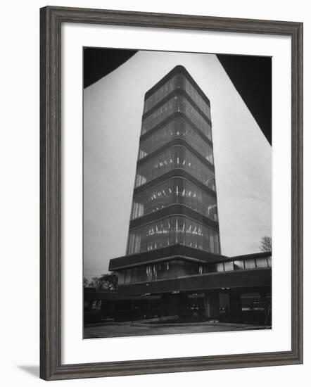 Exterior of Modern Research Tower Built by Frank Lloyd Wright For Johnson Wax Co-Eliot Elisofon-Framed Photographic Print