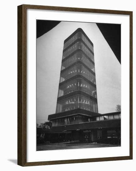 Exterior of Modern Research Tower Built by Frank Lloyd Wright For Johnson Wax Co-Eliot Elisofon-Framed Photographic Print