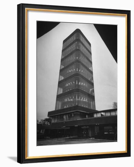 Exterior of Modern Research Tower Built by Frank Lloyd Wright For Johnson Wax Co-Eliot Elisofon-Framed Photographic Print