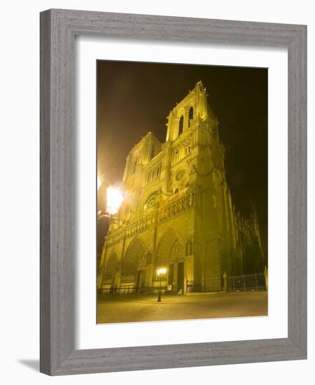 Exterior of Notre Dame Cathedral at Night, Paris, France-Jim Zuckerman-Framed Photographic Print