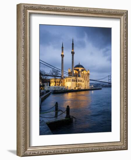 Exterior of Ortakoy Mosque and Bosphorus Bridge at Night, Ortakoy, Istanbul, Turkey-Ben Pipe-Framed Photographic Print