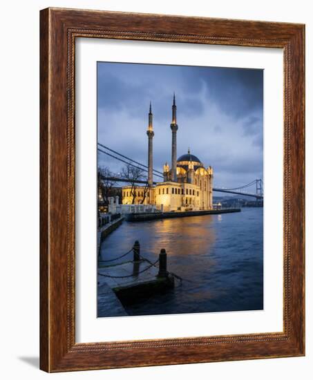 Exterior of Ortakoy Mosque and Bosphorus Bridge at Night, Ortakoy, Istanbul, Turkey-Ben Pipe-Framed Photographic Print