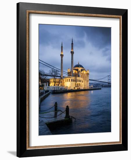 Exterior of Ortakoy Mosque and Bosphorus Bridge at Night, Ortakoy, Istanbul, Turkey-Ben Pipe-Framed Photographic Print