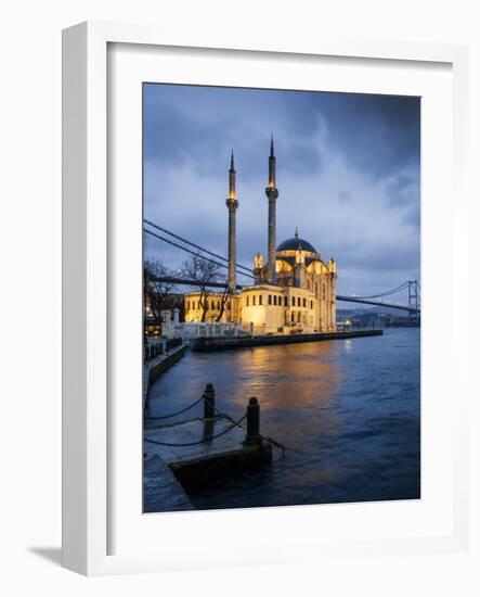 Exterior of Ortakoy Mosque and Bosphorus Bridge at Night, Ortakoy, Istanbul, Turkey-Ben Pipe-Framed Photographic Print