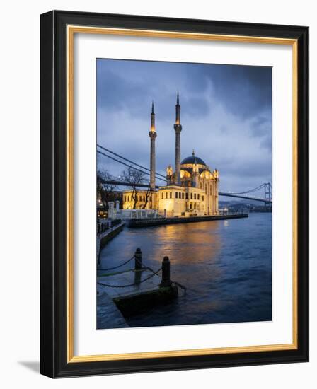 Exterior of Ortakoy Mosque and Bosphorus Bridge at Night, Ortakoy, Istanbul, Turkey-Ben Pipe-Framed Photographic Print