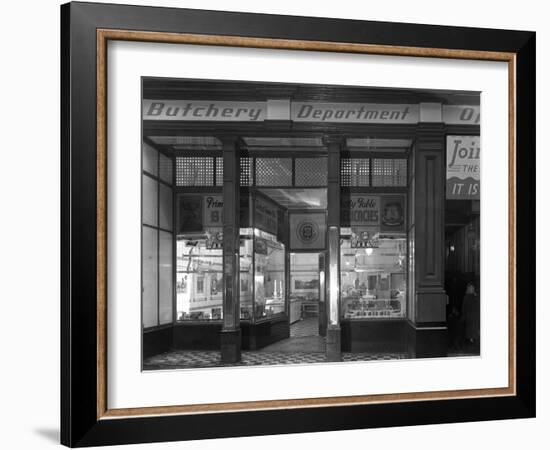 Exterior of the Butchery Department, Barnsley Co-Op, South Yorkshire, 1956-Michael Walters-Framed Photographic Print