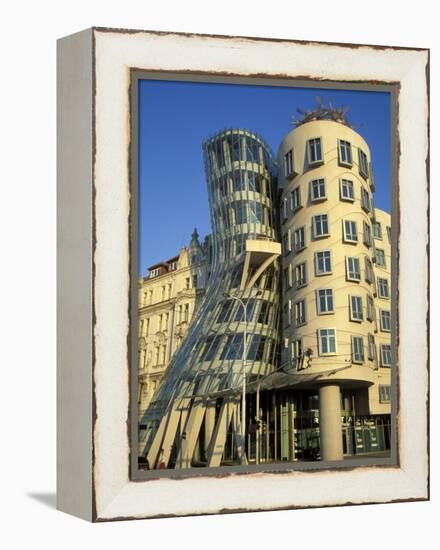 Exterior of the Dancing House at Rasinovo Embankment, Nove Mesto, Prague, Czech Republic-Richard Nebesky-Framed Premier Image Canvas