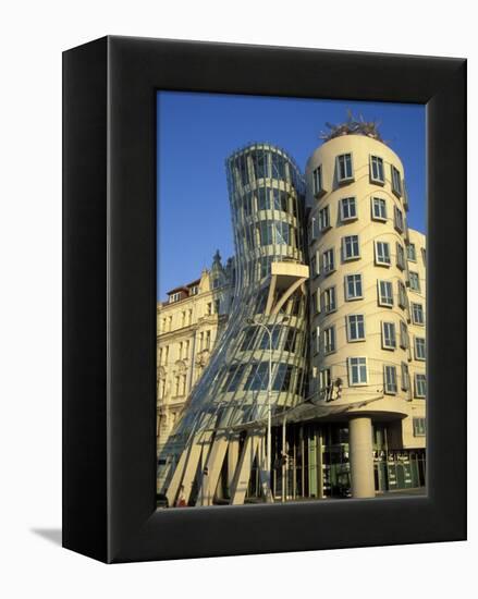 Exterior of the Dancing House at Rasinovo Embankment, Nove Mesto, Prague, Czech Republic-Richard Nebesky-Framed Premier Image Canvas