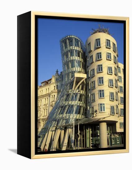 Exterior of the Dancing House at Rasinovo Embankment, Nove Mesto, Prague, Czech Republic-Richard Nebesky-Framed Premier Image Canvas