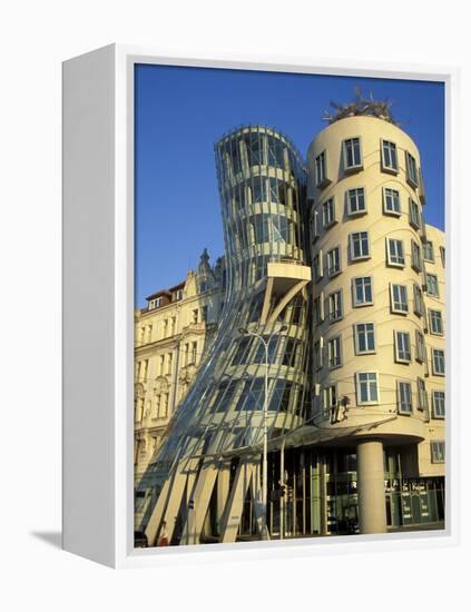 Exterior of the Dancing House at Rasinovo Embankment, Nove Mesto, Prague, Czech Republic-Richard Nebesky-Framed Premier Image Canvas