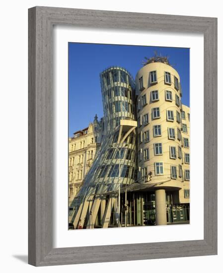 Exterior of the Dancing House at Rasinovo Embankment, Nove Mesto, Prague, Czech Republic-Richard Nebesky-Framed Photographic Print