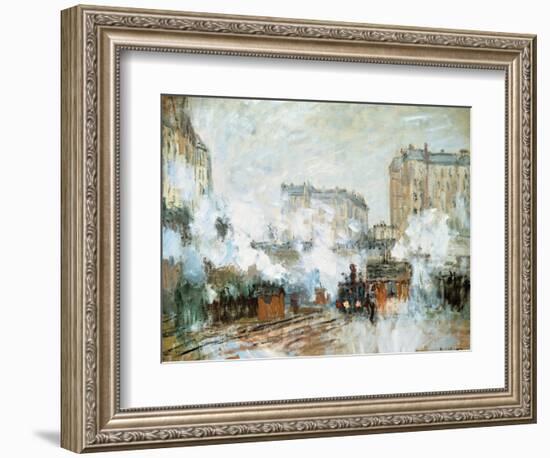 Exterior of the Gare Saint-Lazare, Arrival of a Train, 1877-Claude Monet-Framed Giclee Print