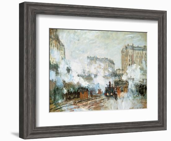 Exterior of the Gare Saint-Lazare, Arrival of a Train, 1877-Claude Monet-Framed Giclee Print