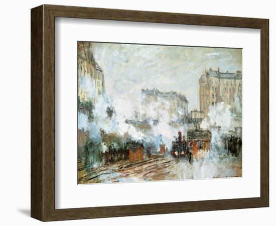 Exterior of the Gare Saint-Lazare, Arrival of a Train, 1877-Claude Monet-Framed Giclee Print