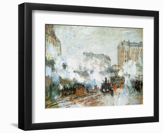 Exterior of the Gare Saint-Lazare, Arrival of a Train, 1877-Claude Monet-Framed Giclee Print