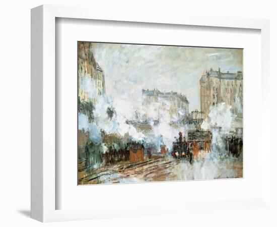 Exterior of the Gare Saint-Lazare, Arrival of a Train, 1877-Claude Monet-Framed Giclee Print