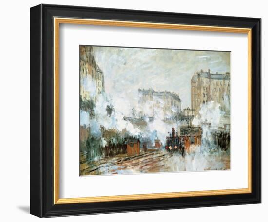 Exterior of the Gare Saint-Lazare, Arrival of a Train, 1877-Claude Monet-Framed Giclee Print