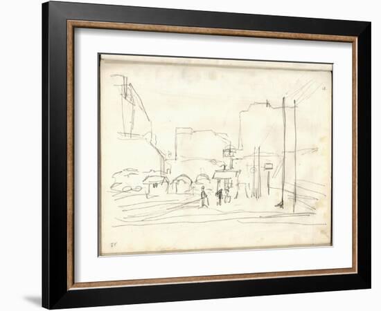 Exterior of the Gare Saint-Lazare (Pencil on Paper)-Claude Monet-Framed Giclee Print