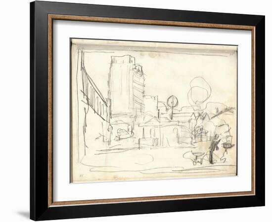 Exterior of the Gare Saint-Lazare (Pencil on Paper)-Claude Monet-Framed Giclee Print