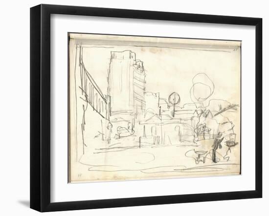 Exterior of the Gare Saint-Lazare (Pencil on Paper)-Claude Monet-Framed Giclee Print