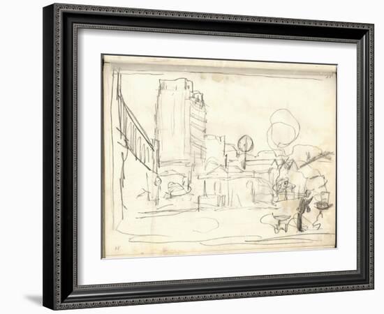 Exterior of the Gare Saint-Lazare (Pencil on Paper)-Claude Monet-Framed Giclee Print