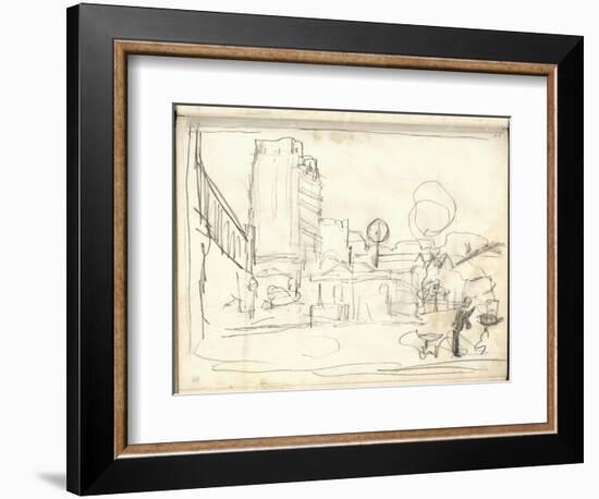 Exterior of the Gare Saint-Lazare (Pencil on Paper)-Claude Monet-Framed Giclee Print