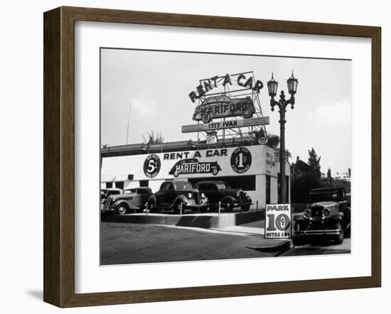 Exterior of the Hartford Rent a Car Lot-Alfred Eisenstaedt-Framed Photographic Print