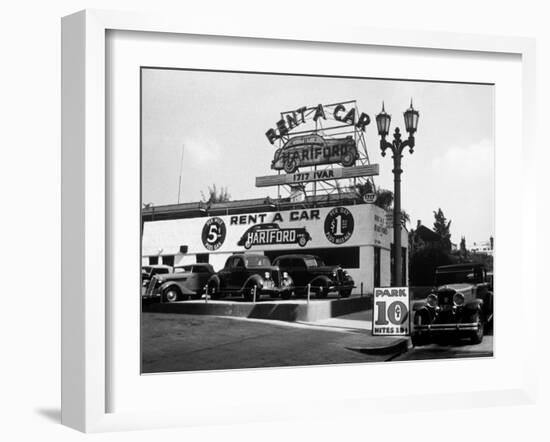 Exterior of the Hartford Rent a Car Lot-Alfred Eisenstaedt-Framed Photographic Print