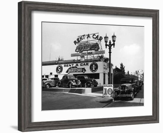 Exterior of the Hartford Rent a Car Lot-Alfred Eisenstaedt-Framed Photographic Print