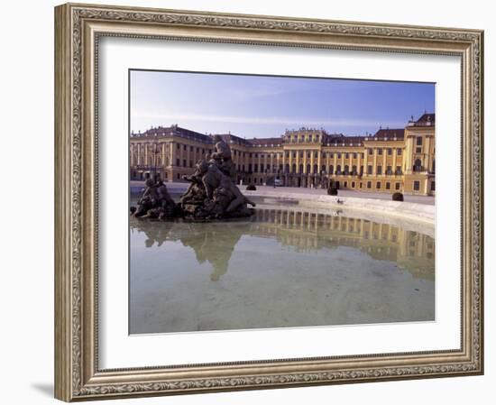 Exterior of the Schloss Schonbrunn, with Fountain and Pool in Front, Vienna-Richard Nebesky-Framed Photographic Print