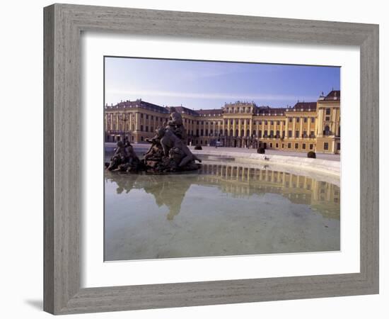 Exterior of the Schloss Schonbrunn, with Fountain and Pool in Front, Vienna-Richard Nebesky-Framed Photographic Print