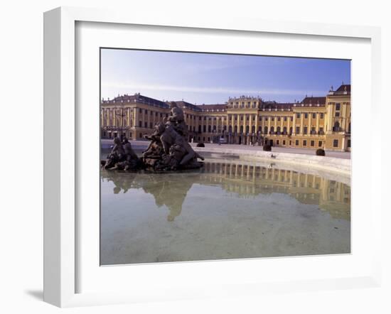 Exterior of the Schloss Schonbrunn, with Fountain and Pool in Front, Vienna-Richard Nebesky-Framed Photographic Print