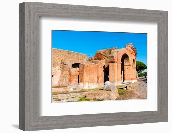 Exterior of the Theater, Ostia Antica archaeological site, Ostia, Rome province, Latium (Lazio)-Nico Tondini-Framed Photographic Print