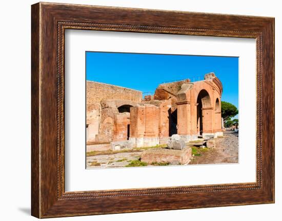 Exterior of the Theater, Ostia Antica archaeological site, Ostia, Rome province, Latium (Lazio)-Nico Tondini-Framed Photographic Print