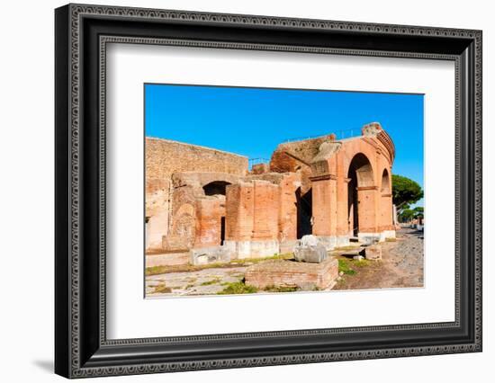 Exterior of the Theater, Ostia Antica archaeological site, Ostia, Rome province, Latium (Lazio)-Nico Tondini-Framed Photographic Print