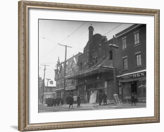 Exterior of Theater after Fire-null-Framed Photographic Print