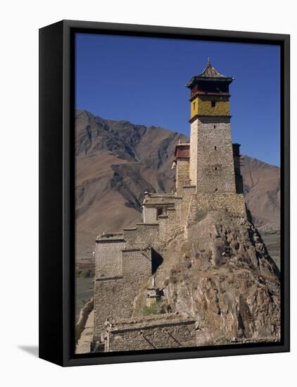 Exterior of Tower at Yumbu Lhakang, the Oldest Dwelling in Tibet, Central Valley of Tibet, China-Alison Wright-Framed Premier Image Canvas