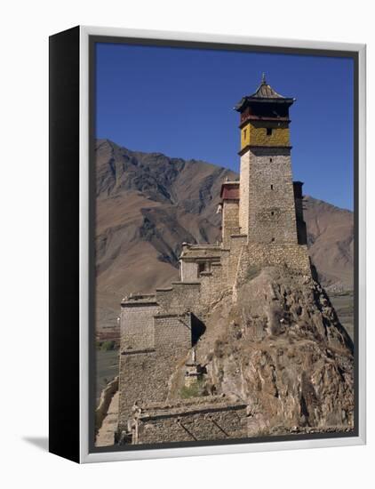 Exterior of Tower at Yumbu Lhakang, the Oldest Dwelling in Tibet, Central Valley of Tibet, China-Alison Wright-Framed Premier Image Canvas