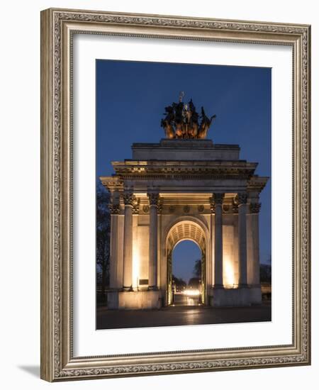 Exterior of Wellington Arch at Night, Hyde Park Corner, London, England, United Kingdom, Europe-Ben Pipe-Framed Photographic Print