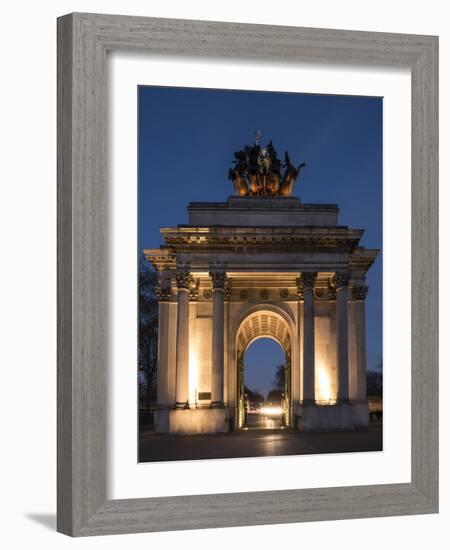 Exterior of Wellington Arch at Night, Hyde Park Corner, London, England, United Kingdom, Europe-Ben Pipe-Framed Photographic Print