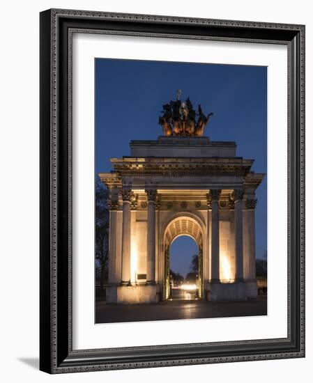 Exterior of Wellington Arch at Night, Hyde Park Corner, London, England, United Kingdom, Europe-Ben Pipe-Framed Photographic Print