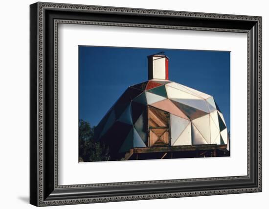 Exterior View of a Geodesic Dome House, with an Angled, Wooden Barn-Style Door-John Dominis-Framed Photographic Print