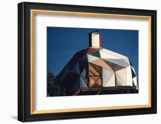 Exterior View of a Geodesic Dome House, with an Angled, Wooden Barn-Style Door-John Dominis-Framed Photographic Print