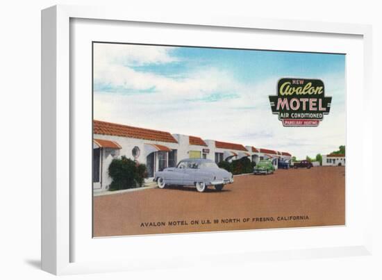 Exterior View of Avalon Motel - Fresno, CA-Lantern Press-Framed Art Print