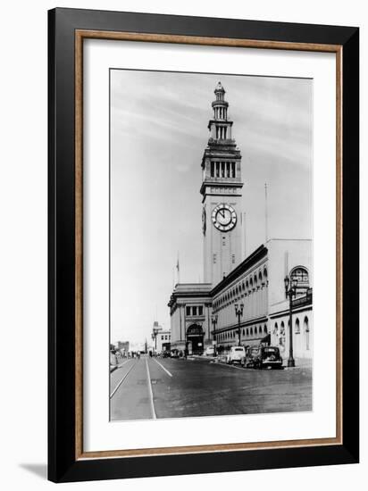 Exterior View of Ferry Building, Clock Tower - San Francisco, CA-Lantern Press-Framed Art Print