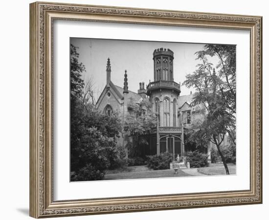 Exterior View of Gothic-Inspired House in the Hudson River Valley-Margaret Bourke-White-Framed Photographic Print