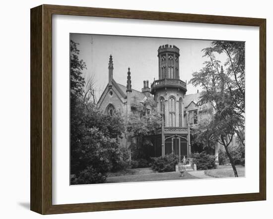 Exterior View of Gothic-Inspired House in the Hudson River Valley-Margaret Bourke-White-Framed Photographic Print