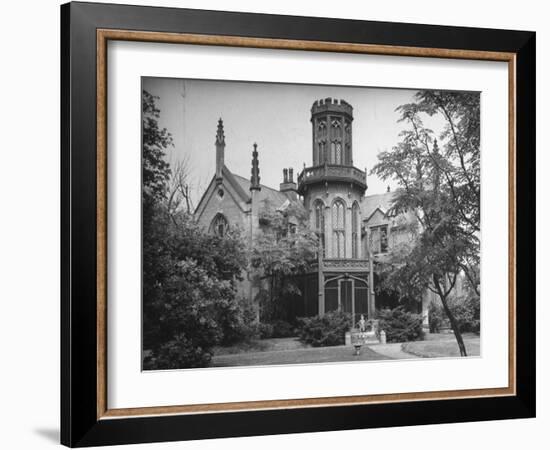 Exterior View of Gothic-Inspired House in the Hudson River Valley-Margaret Bourke-White-Framed Photographic Print