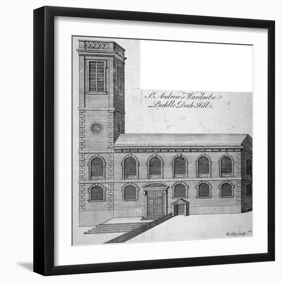 Exterior View of St Andrew by the Wardrobe, City of London, C1750-Benjamin Cole-Framed Giclee Print