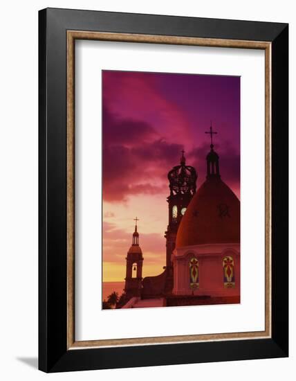 Exterior View of the Church of Guadalupe at Sunset-Randy Faris-Framed Photographic Print